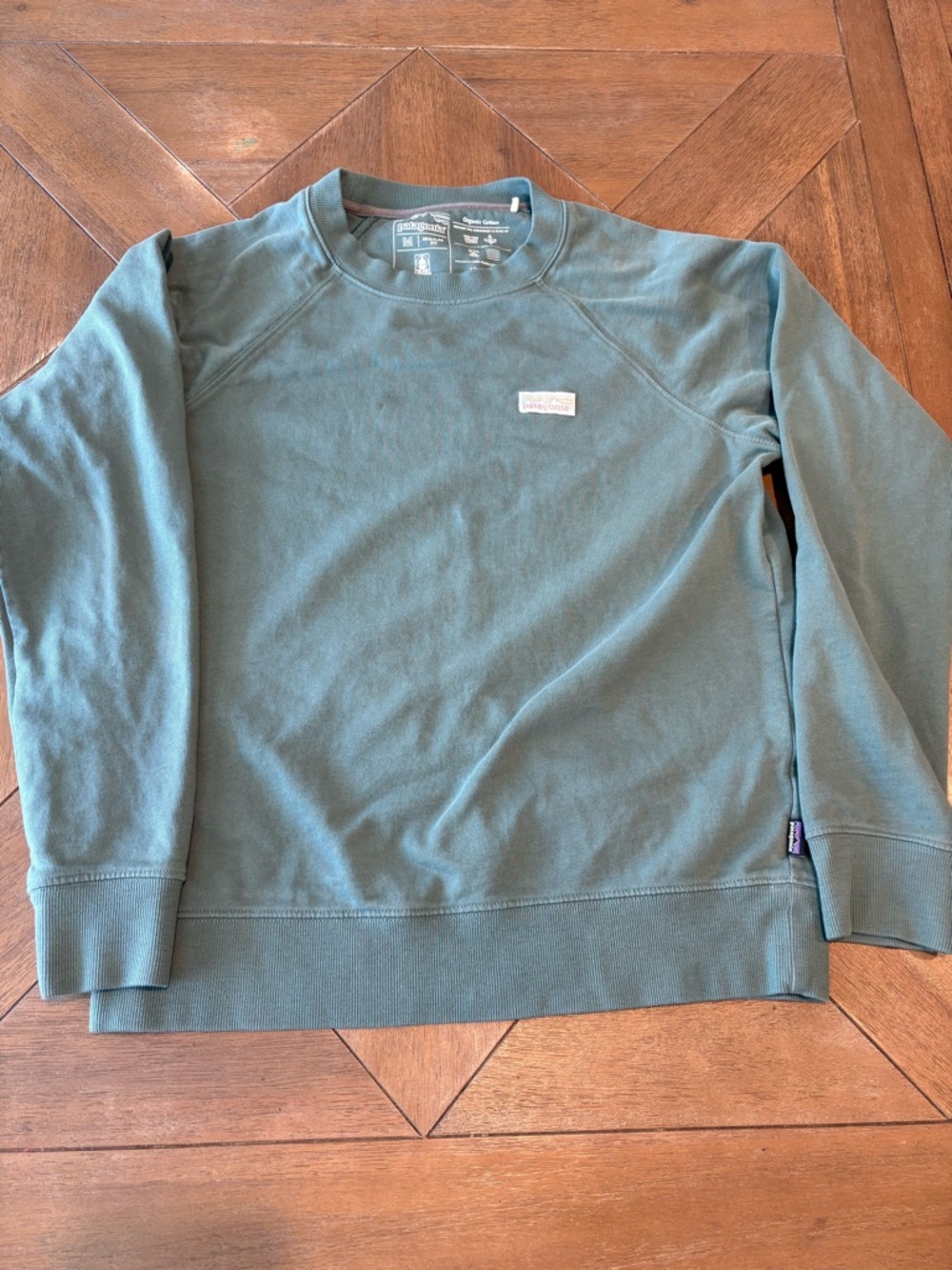 Patagonia Organic Cotton Sweatshirt Women’s M Green Raglan Sleeve Pullover - Picture 2 of 8